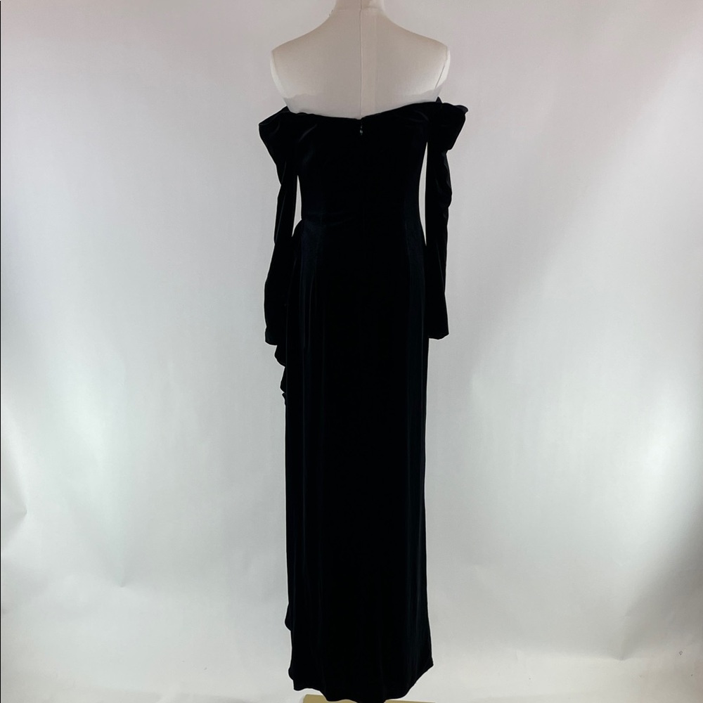 Badgley Mischka Draped Velvet Ruffle Gown, 4 - Picture 14 of 17
